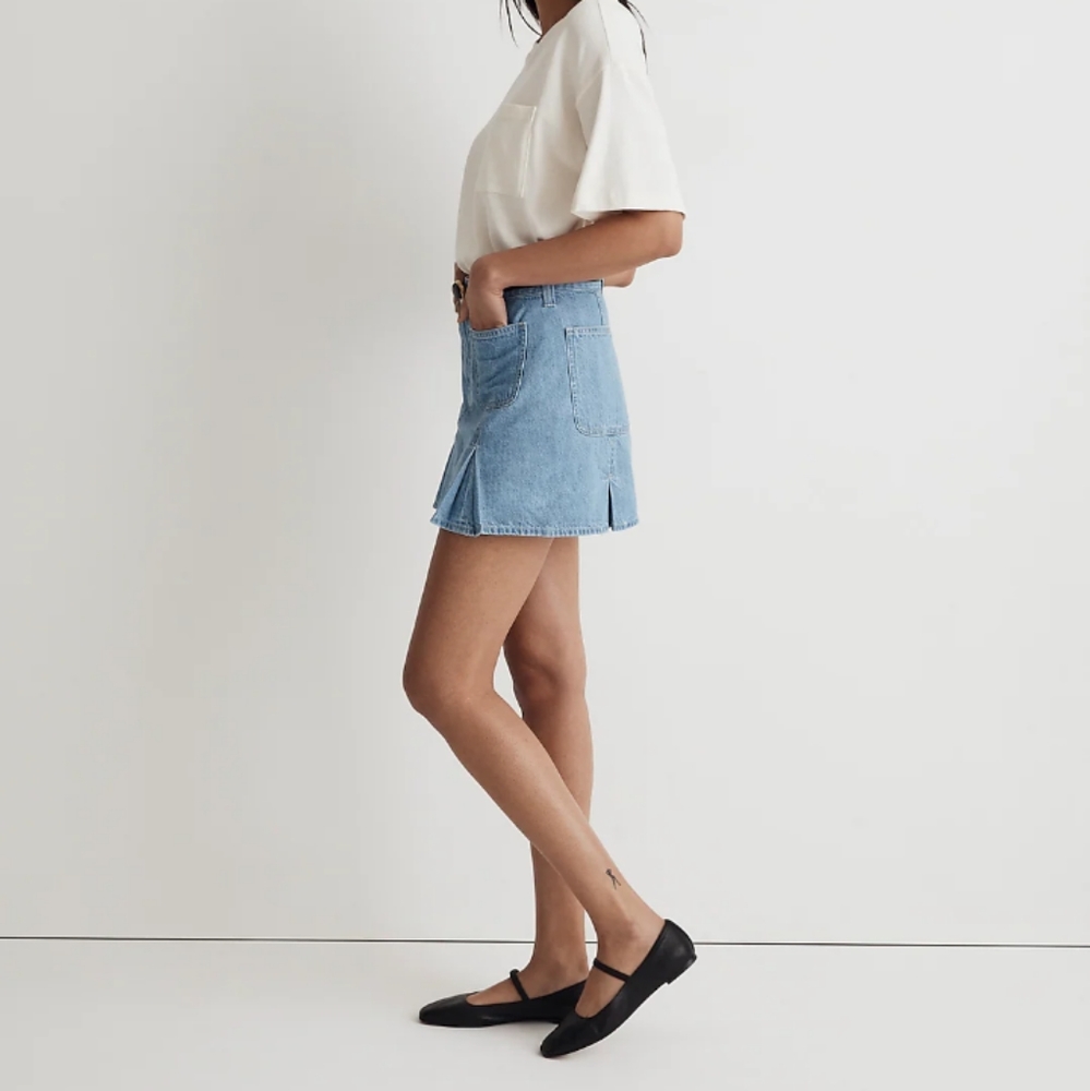 MADEWELL Pleated Denim Mini NWT - Picture 3 of 9